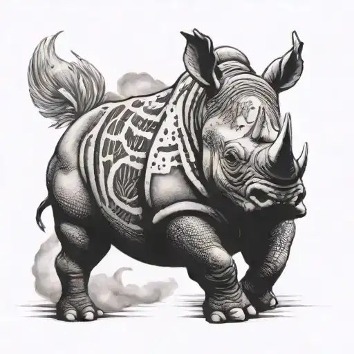 rhinoceros with elements of Texas  tattoo design idea