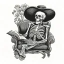 Skeleton Reading A Book tattoo design idea