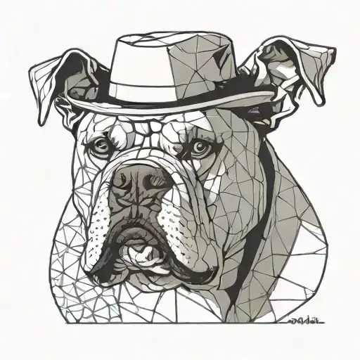 American bulldog wearing a cowboy hat tattoo design idea