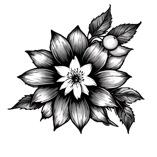 Tora no maki karate shotokan, cherry and star flower tattoo design idea