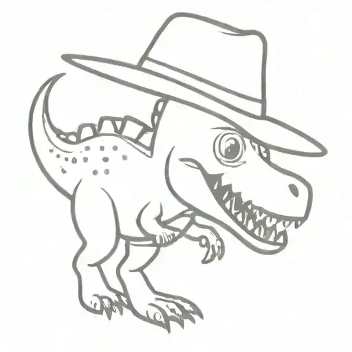 funny dinosaur with hat tattoo design idea