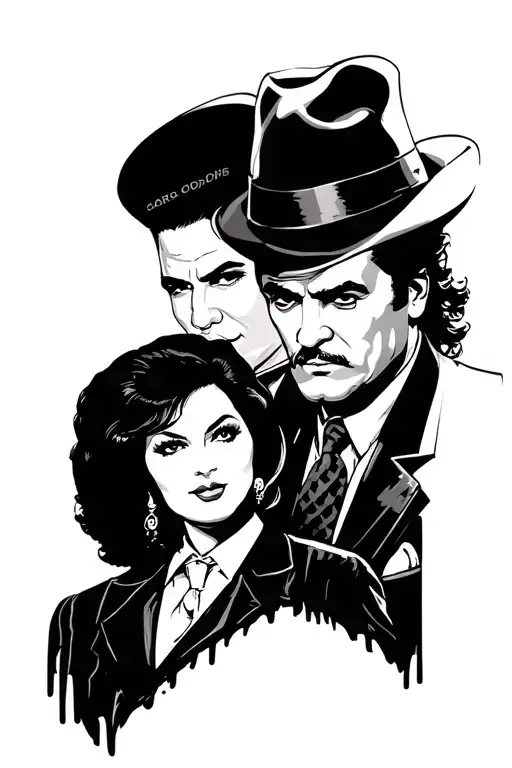 Goodfellas with Scarface Elvira and Tony Montana and Al Capone  tattoo design idea