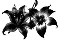 lillies with spider weaving a web tattoo design idea