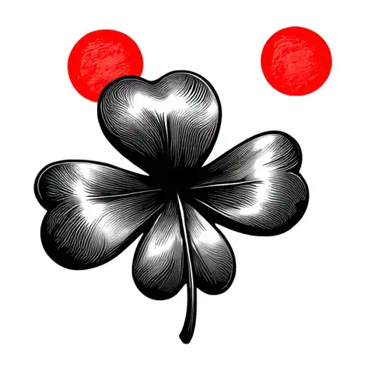 create a black 5 leaf clover with a red round background that has the texture of a patch tattoo design idea