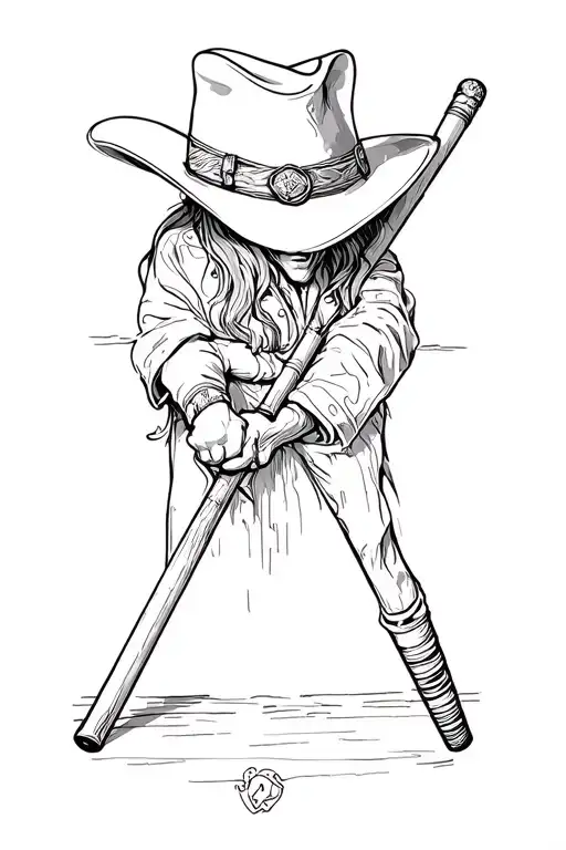 pool stick western tattoo design idea