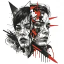 deppression, anxiety, asperger syndrom, 2 faces, trust issues tattoo design idea