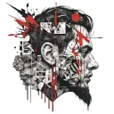 deppression, anxiety, asperger syndrom, 2 faces, trust issues tattoo design idea