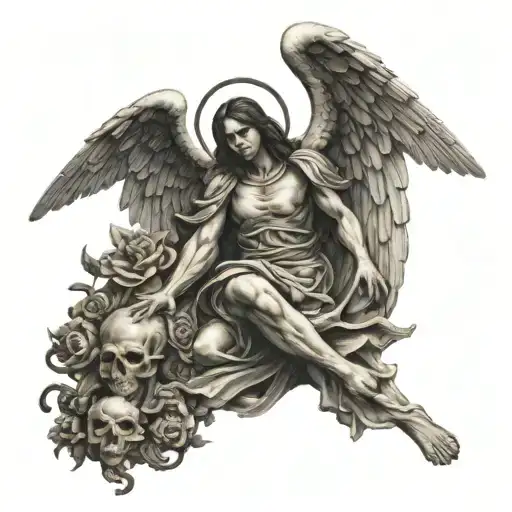 Pancreatic Tumor Survivor PTSD Survivor defeating death Guardian Angel tattoo design idea