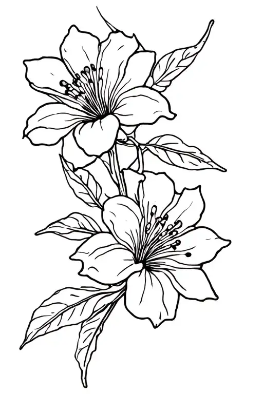fine line “pride of Barbados” flower intertwined tattoo design idea
