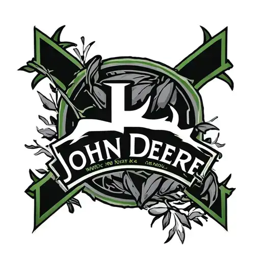 cross with john deere logo tattoo design idea
