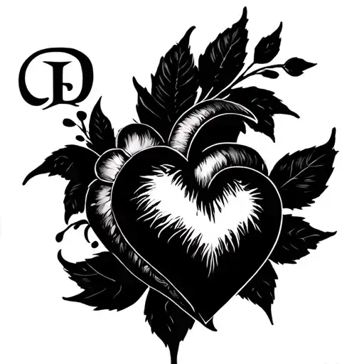 Heart Initial tattoo design idea