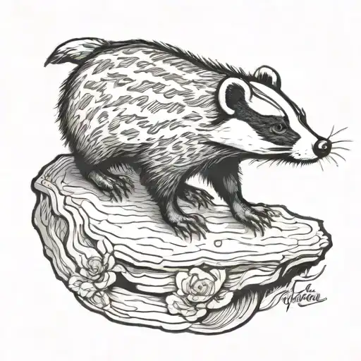 small badger and his body stood up looking to the left from an a above perspective tattoo design idea