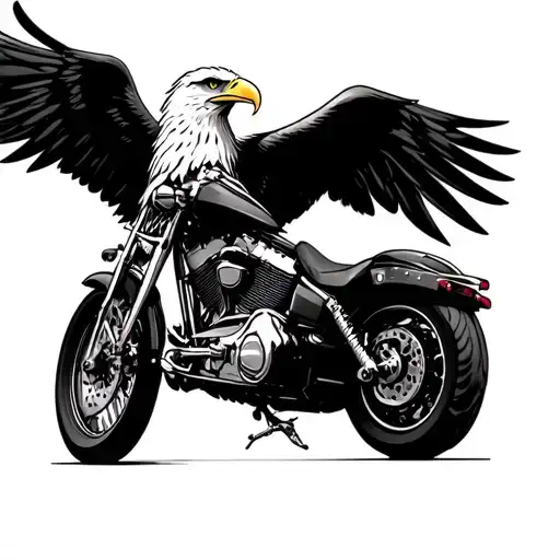 Eagle and harley davidson motorcycle tattoo design idea