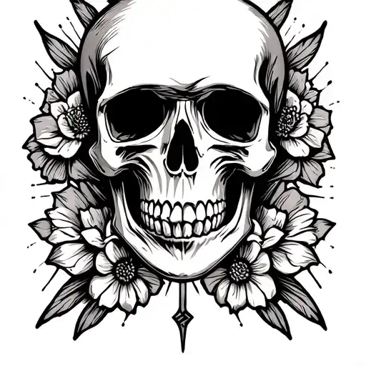 Skull Mysterious and Dark tattoo design idea