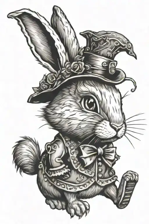 rabbit from Alice in Wonderland tattoo design idea