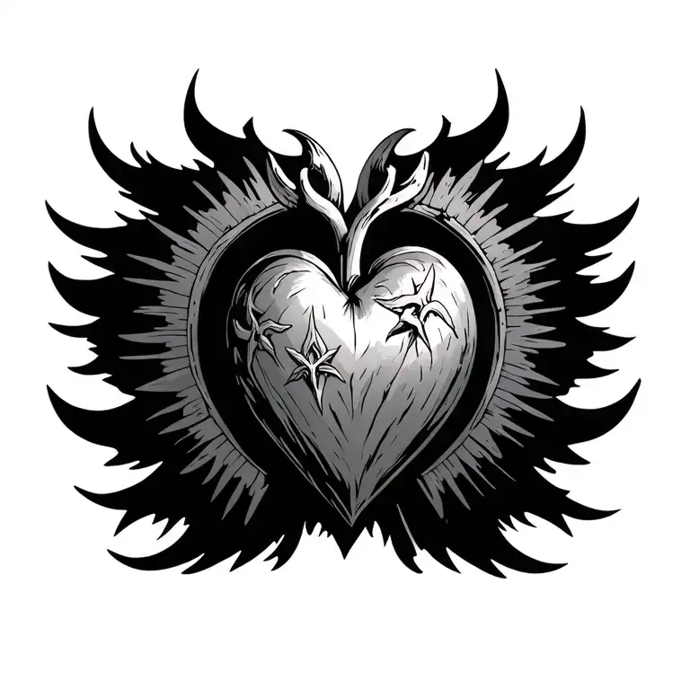 sacred heart cyber sigilism style tattoo tattoo design idea