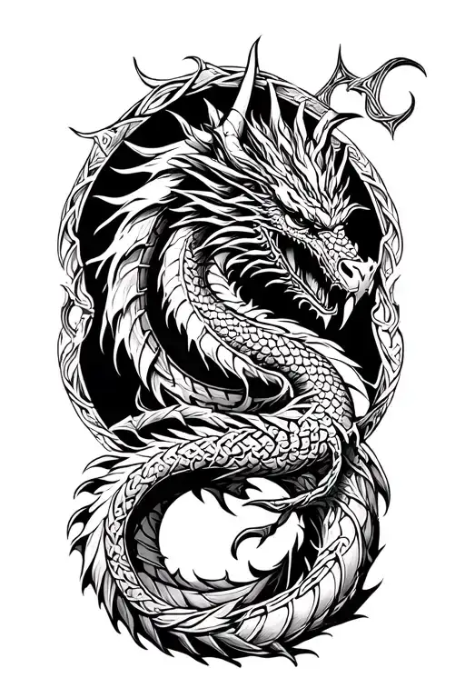 Celtic dragon knight tattoo design idea