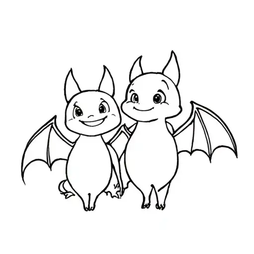 cute disney female bat best friends tattoo design idea