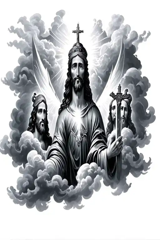  tattoo for forearm with clouds and christian pictures with double edged sword coming from mouth tattoo design idea
