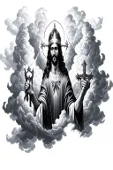  tattoo for forearm with clouds and christian pictures with double edged sword coming from mouth tattoo design idea