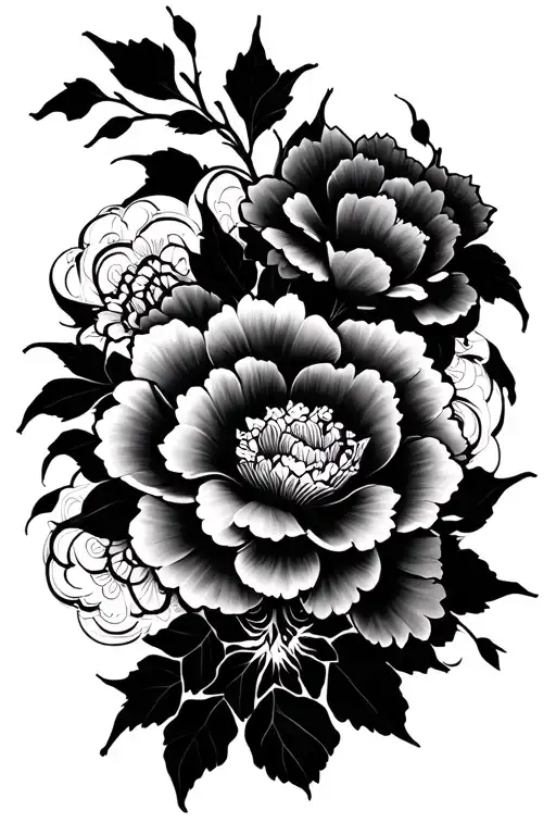 Japanese floral tattoo with tribal patterns full sleeve tattoo design idea