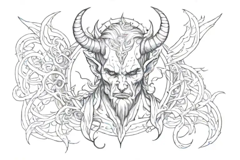 devil with a halo tattoo design idea