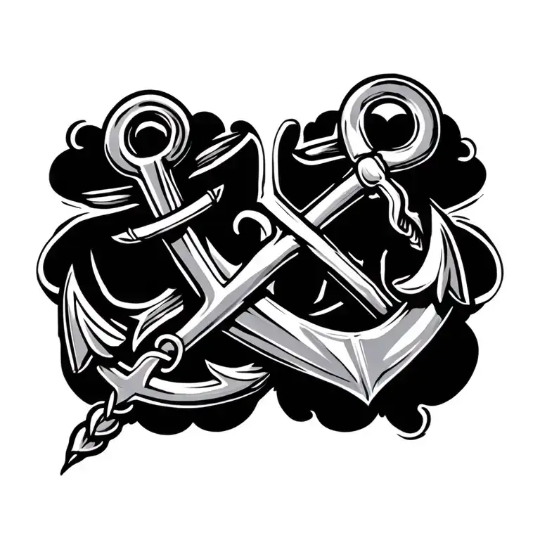 military Navy anchor tattoo design idea