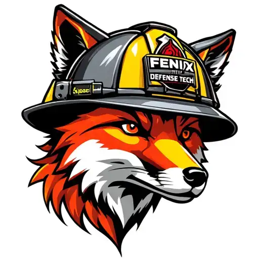 "Fenix Defense Tech" "Fenix Defense Tech" Fox head wearing Fireman helmet. tattoo design idea