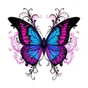 pink blue and purple butterfly  tattoo design idea