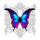 pink blue and purple butterfly  tattoo design idea