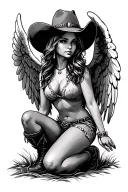 cowgirl angel on one knee tattoo tattoo design idea