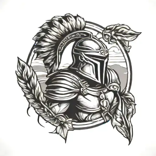 spartan gladiator wheat tattoo design idea