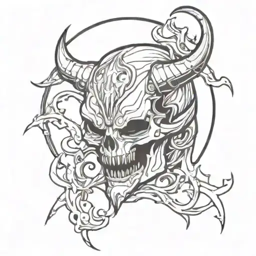 diablo minimal line art tattoo design idea