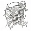 diablo minimal line art tattoo design idea