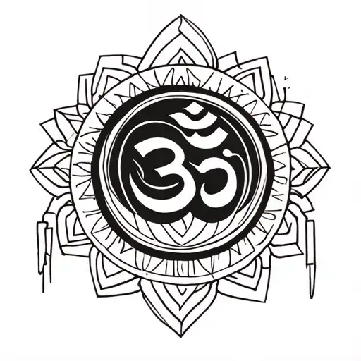 Om symbol with initials C F M and L tattoo design idea