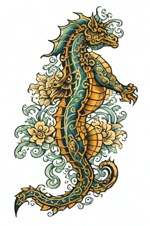 sea horse tattoo design idea