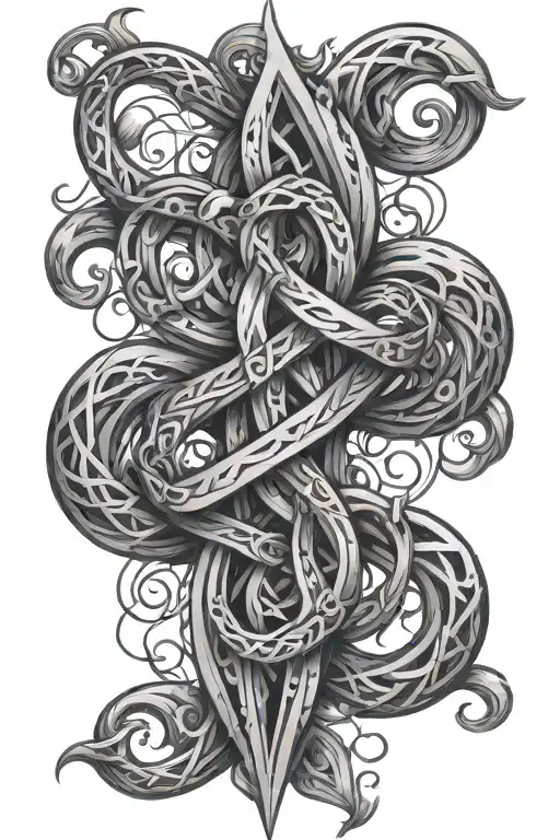 witches knot design incorporating elements tattoo design idea