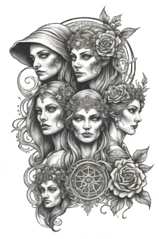 Maiden, Mother, Crone tattoo design idea