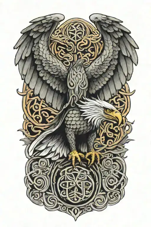 Celtic Dragon flying eagle tattoo design idea