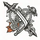 dagger piercing heart tattoo design idea