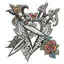 dagger piercing heart tattoo design idea