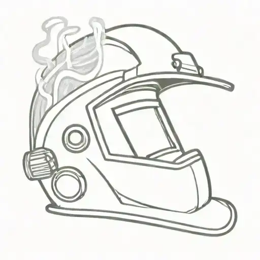 Welding helmet surrounded by smoke tattoo design idea