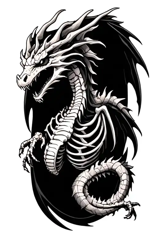 skeleton dragon tattoo design idea