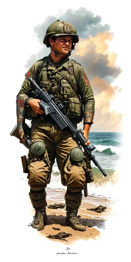 D-Day Omaha beach World War II battle tattoo design idea