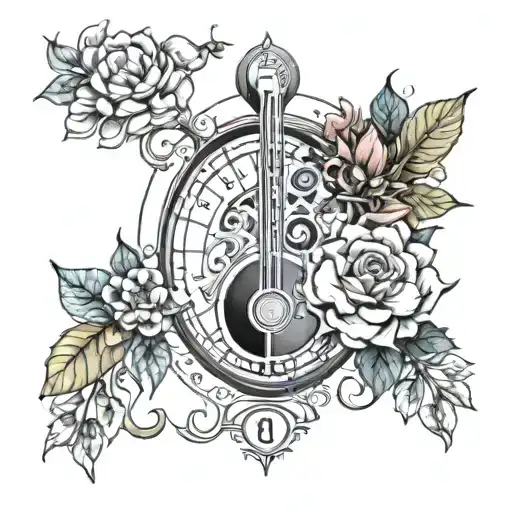 Circle of fifths inside a floral tattoo design idea