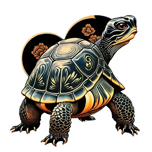 turtle, bonsai neo Japanese tattoo design idea