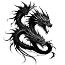 Three dragons and abstraction tattoo design idea