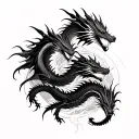 Three dragons and abstraction tattoo design idea