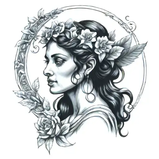 the muse, Erato, greek goddess of love poetry  tattoo design idea