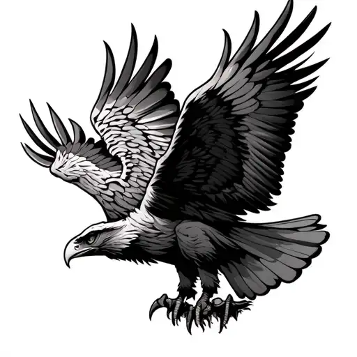 Swooping Hawk with Talons Out and Wings Flapped downward tattoo design idea